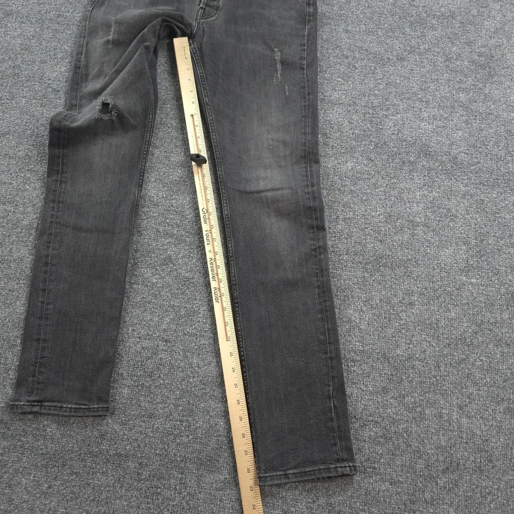 AllSaints Jeans Mens 32x33 Black Rex Skinny Slim Stretch Denim Distressed